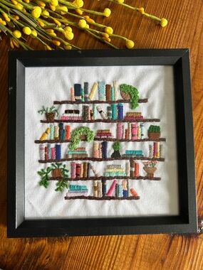 Hand Embroidered Book Shelf